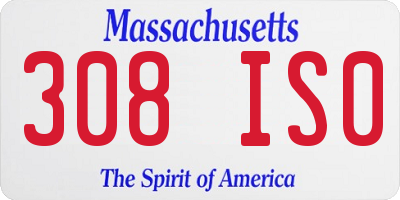 MA license plate 308IS0