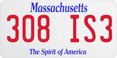 MA license plate 308IS3