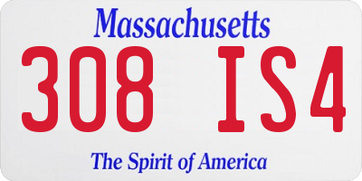 MA license plate 308IS4