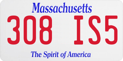 MA license plate 308IS5