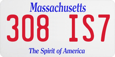 MA license plate 308IS7