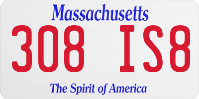 MA license plate 308IS8