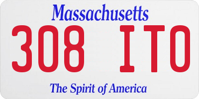MA license plate 308IT0