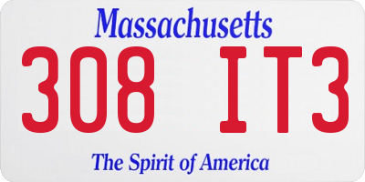 MA license plate 308IT3