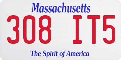 MA license plate 308IT5