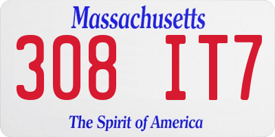 MA license plate 308IT7