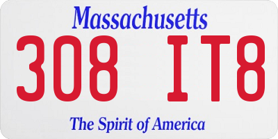 MA license plate 308IT8