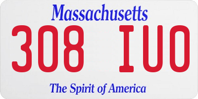 MA license plate 308IU0