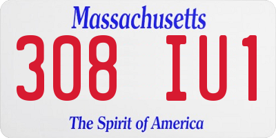 MA license plate 308IU1