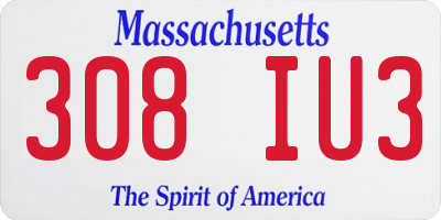 MA license plate 308IU3
