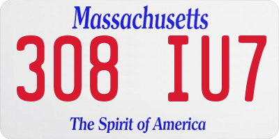 MA license plate 308IU7