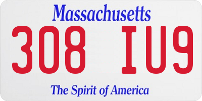 MA license plate 308IU9