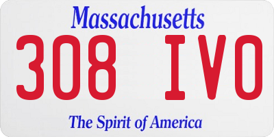MA license plate 308IV0