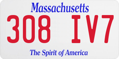 MA license plate 308IV7