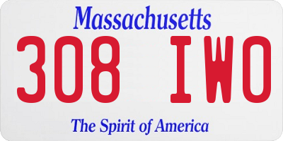 MA license plate 308IW0