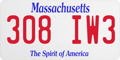 MA license plate 308IW3