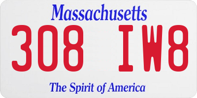 MA license plate 308IW8