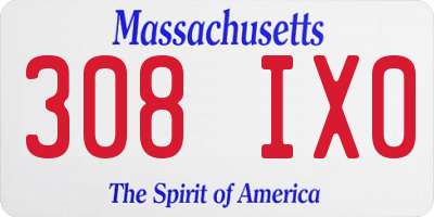 MA license plate 308IX0