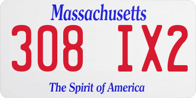 MA license plate 308IX2