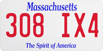 MA license plate 308IX4