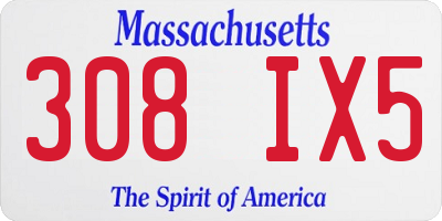 MA license plate 308IX5