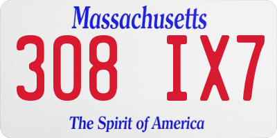 MA license plate 308IX7