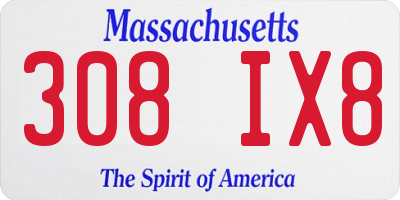 MA license plate 308IX8