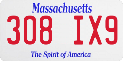 MA license plate 308IX9