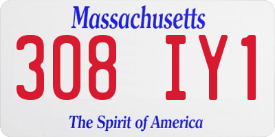 MA license plate 308IY1