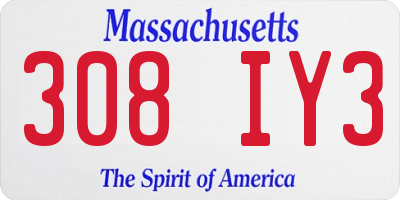 MA license plate 308IY3
