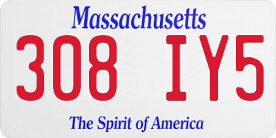 MA license plate 308IY5