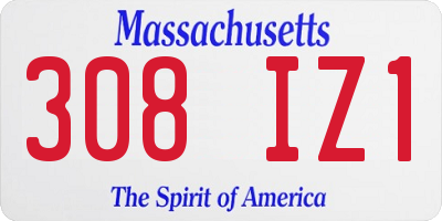 MA license plate 308IZ1