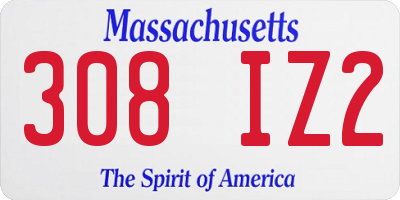 MA license plate 308IZ2