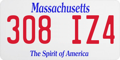 MA license plate 308IZ4