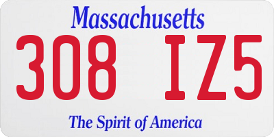 MA license plate 308IZ5