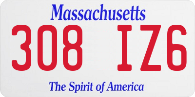 MA license plate 308IZ6