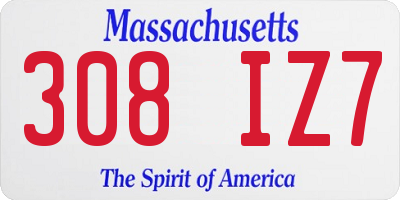 MA license plate 308IZ7