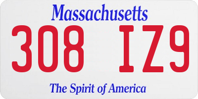 MA license plate 308IZ9