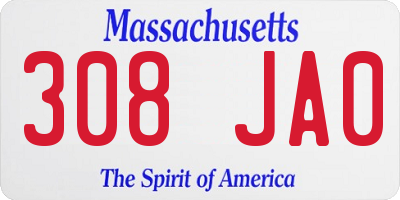 MA license plate 308JA0