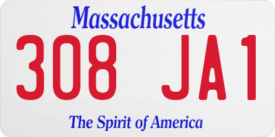 MA license plate 308JA1