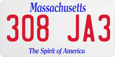 MA license plate 308JA3