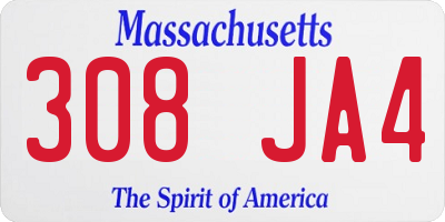 MA license plate 308JA4