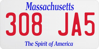 MA license plate 308JA5