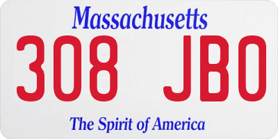 MA license plate 308JB0