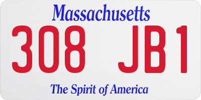MA license plate 308JB1