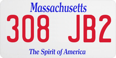MA license plate 308JB2