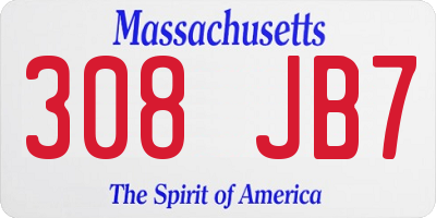 MA license plate 308JB7