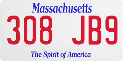 MA license plate 308JB9