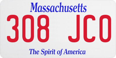 MA license plate 308JC0