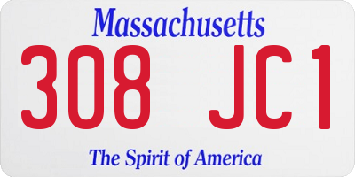 MA license plate 308JC1